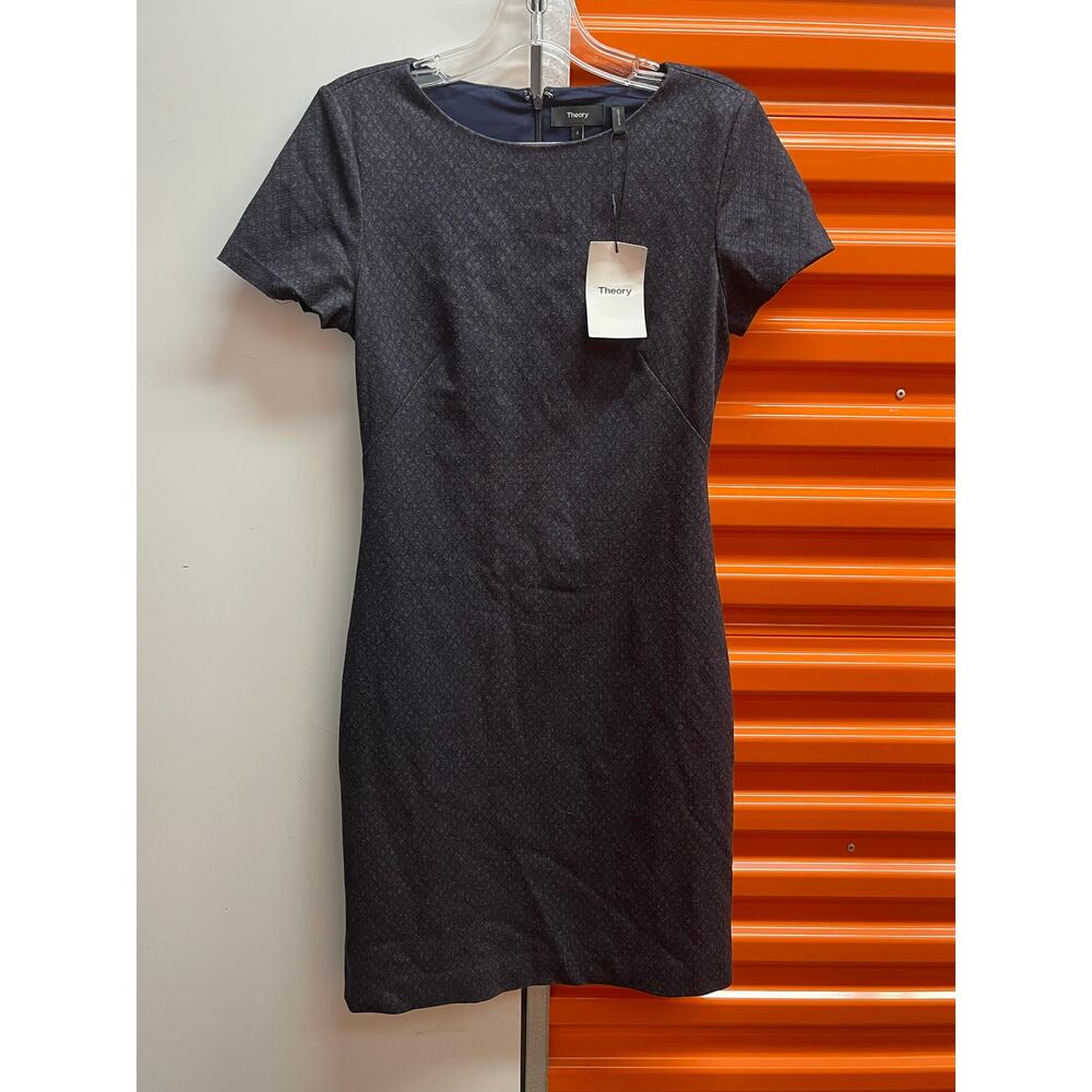 Theory - Betty short sleeve Dress / Charcoal Trellis Knit / Size 2 / NWT